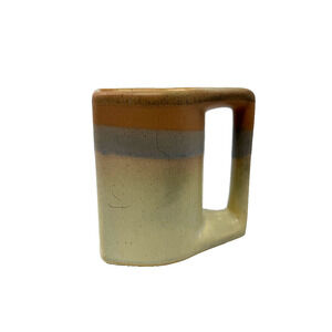 Vintage Rodolfo Padilla MCM Studio Art Pottery Rectangular Ceramic Mug 4.25in
